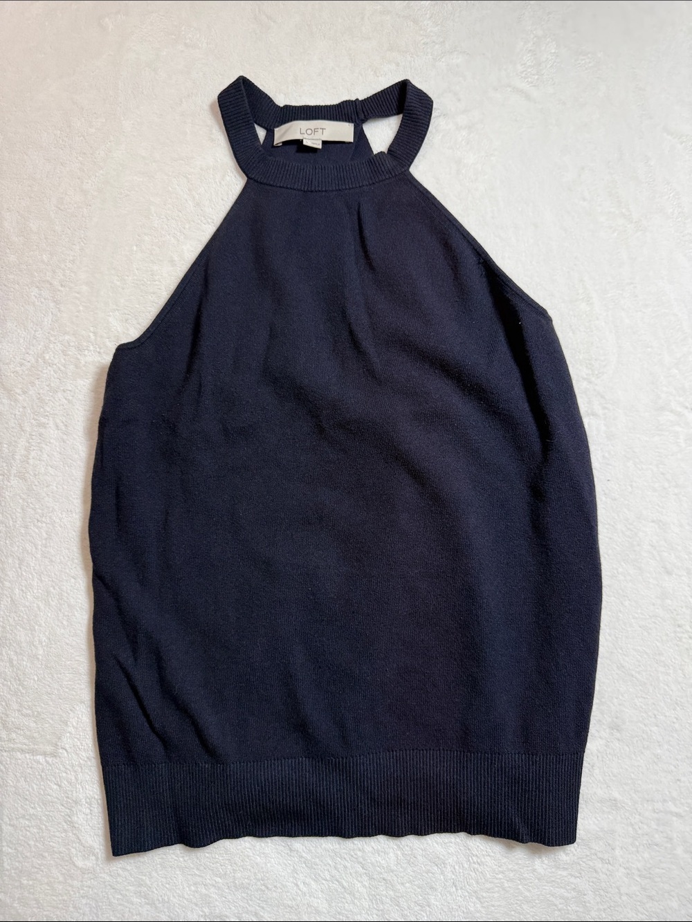 LOFT Navy Ribbed Halter Knit Tank